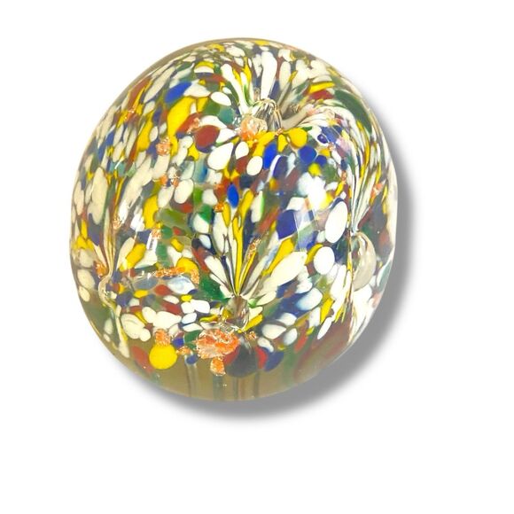 Vintage MULTI COLORED Blown Art Glass Paperweight India Pontil - Picture 2 of 5